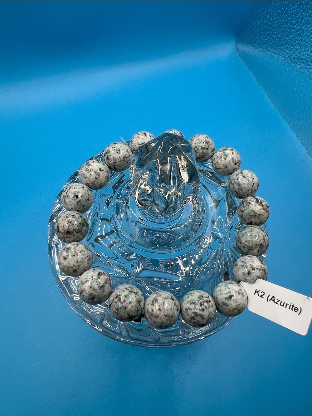K2 Azurite Beaded Stretch Bracelet - Gray with Green Accents